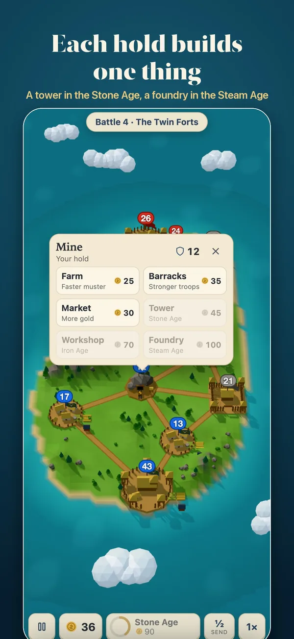 The build menu of a mine