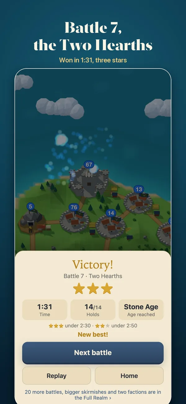 Victory in Battle 7, the Two Hearths