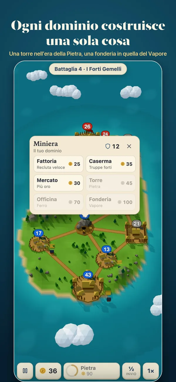 Il menu di costruzione di una miniera