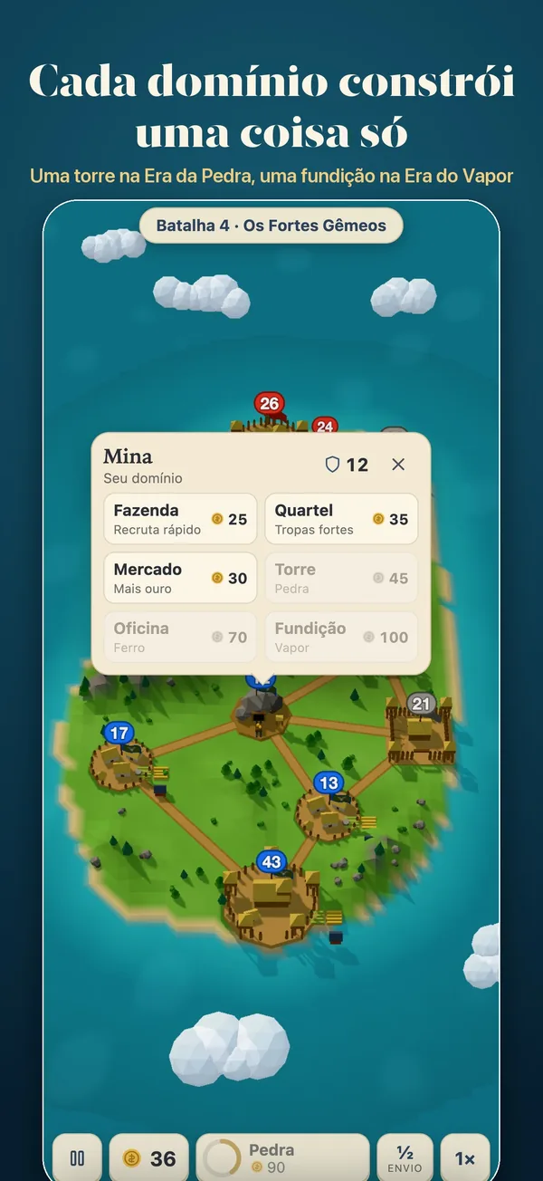 O menu de construção de uma mina